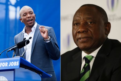 Left: Democratic Alliance leader Mmusi Maimane. Right: ANC President Cyril Ramaphosa.