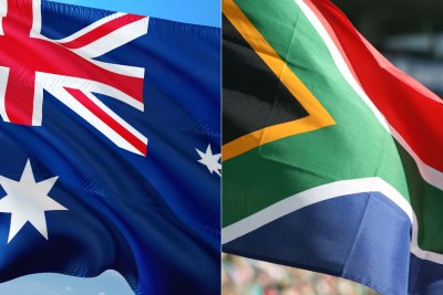 Flags of Australia (left) and South Africa (right).