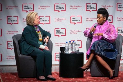 Hillary Clinton with Chimamanda Ngozi Adichie at the PEN Voices Festival.