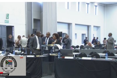 Video screenshot of the Zondo Commission of Inquiry.