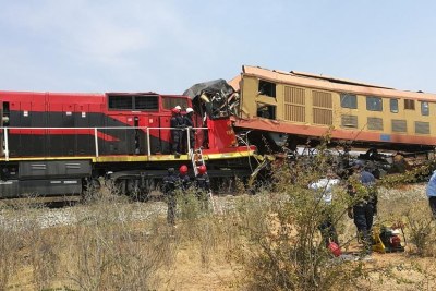 The site of a train collision accident in Bibala, Namibe Province in southern Angola.