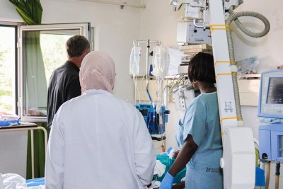 Medical staff at an hospital in Kigali.