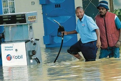 A flooded fuel station in Mombasa following the ongoing heavy rains.