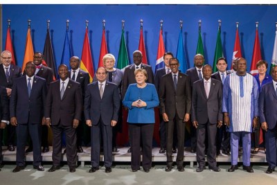 Le président Paul Kagame et d'autres dirigeants africains sont rejoints par la chancelière allemande Angela Merkel lors du Pacte du G20 avec l'Afrique qui s'est tenu à Berlin, en Allemagne.