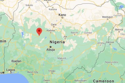 A map showing the location of Kagara in Nigeria.