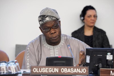 Olusegun Obasanjo, former president of Nigeria, addresses a United Nations panel discussion in 2011.