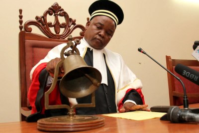 Le magistrat de la Cour pénale spéciale (CPS) Michel Landry Louanga, lors de la session inaugurale, le 22 octobre 2018.