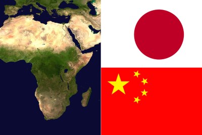African continent, Japanese flag, Chinese flag (file photo).