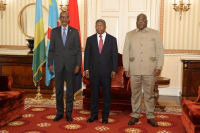 Le Président angolais avec ses homologues de la RDC et du Rwanda