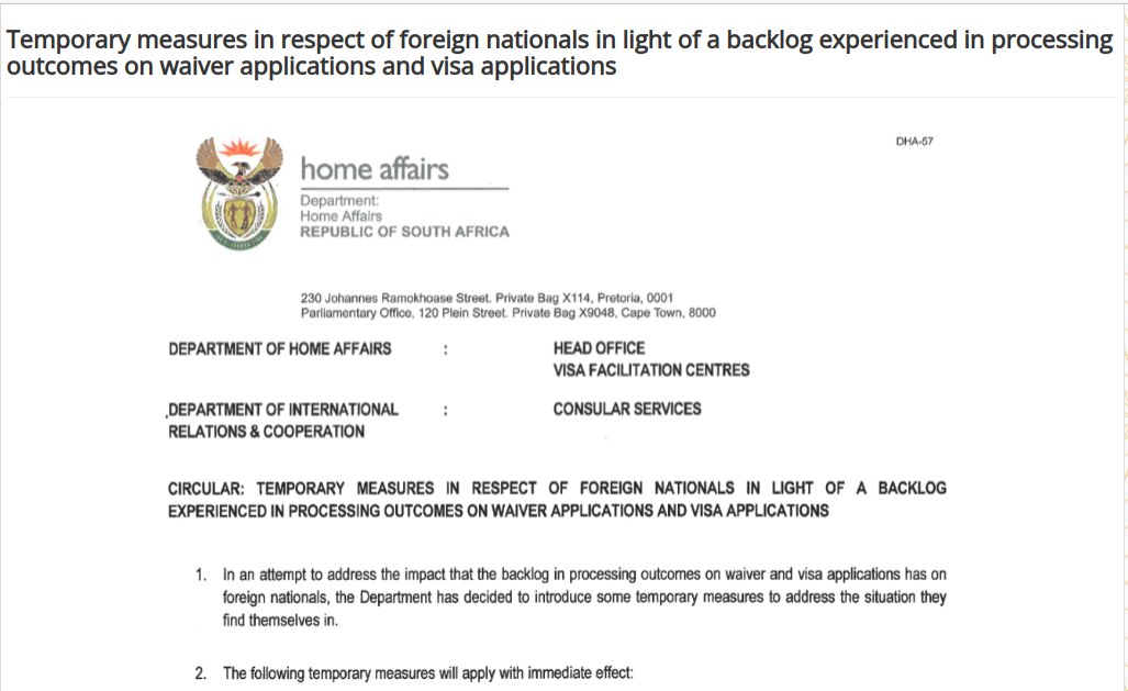 South Africa Dept Of Home Affairs Extends Blanket Concession For Some Visa Applicants 6928