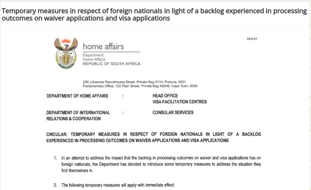 South Africa Dept Of Home Affairs Extends Blanket Concession For Some Visa Applicants