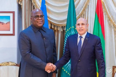 Le président Félix-Antoine Tshisekedi et son homologue mauritanien Mohammed Ould Ghazouani