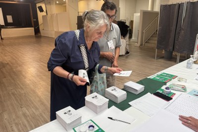 Polling card for the Algerian presidential election could be handed in at the voting station, here in Colombes on 4 September 2024.